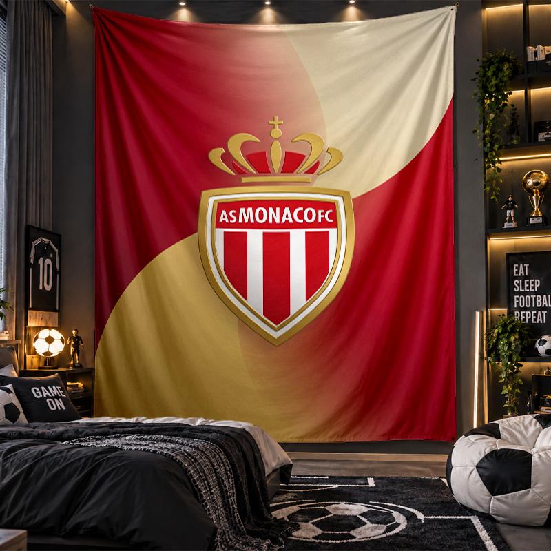 Wall Hanging Tapestry Monaco FC Print Cloth for Living Room Bedroom Home Decor