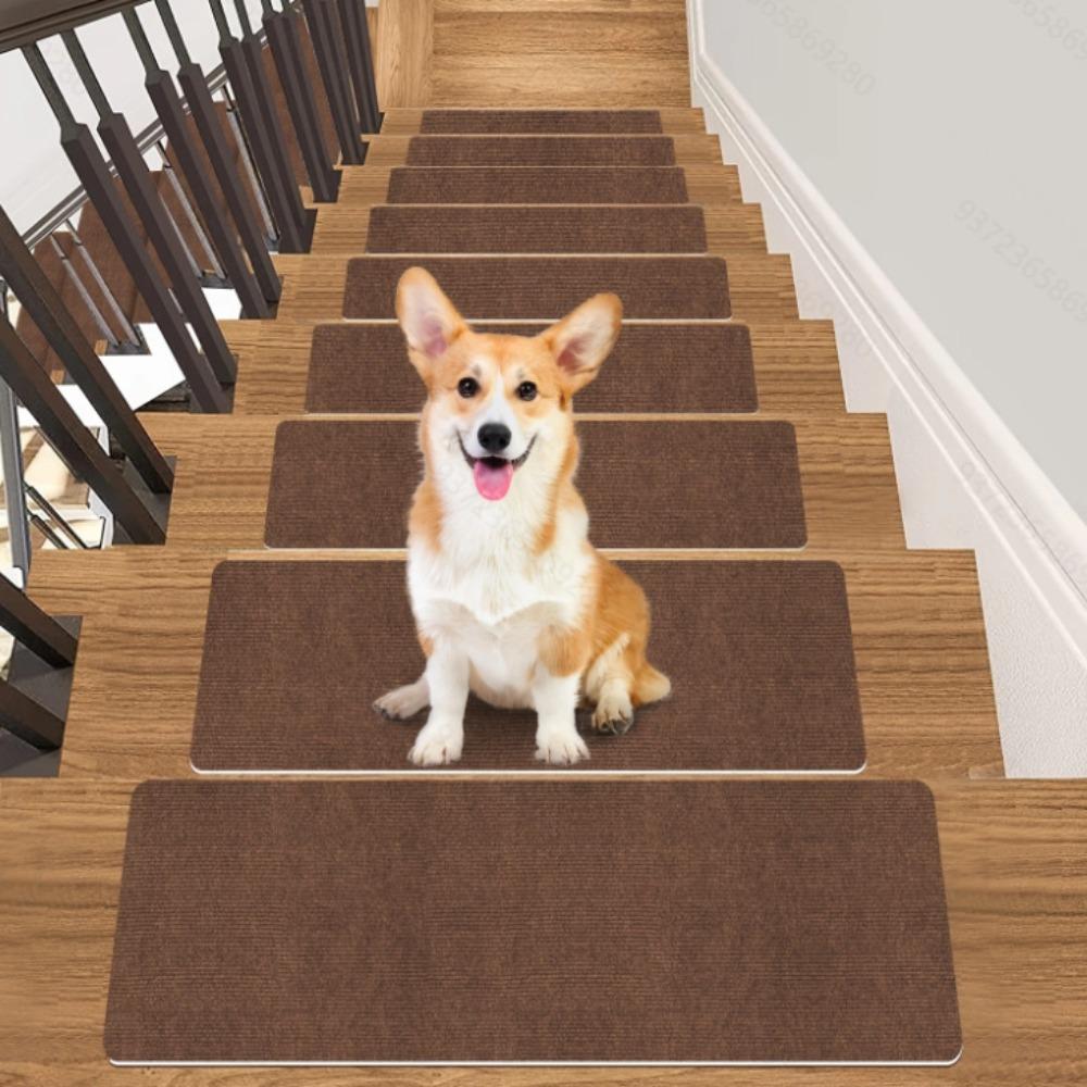 New 76X20cm Staircase Mat Self-adhesive Safety Stair Tread Carpet Mat Soft Stripe Non-Slip Protection Cover Pads Home Decor