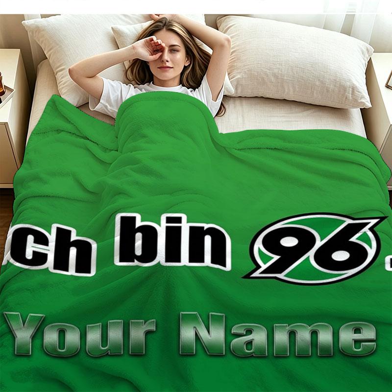 1 Peça Cobertor de Flanela com Padrão de Nome Personalizado do Hannover 96 Adequado para Todas as Estações para Decoração de Casa Calor e Conforto Presentes Presente de Feriado