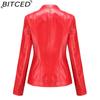 BITCED Fashion Women's PU Leather Short Jacket with Stand Collar Lightweight Spring/Autumn Leather Jacket