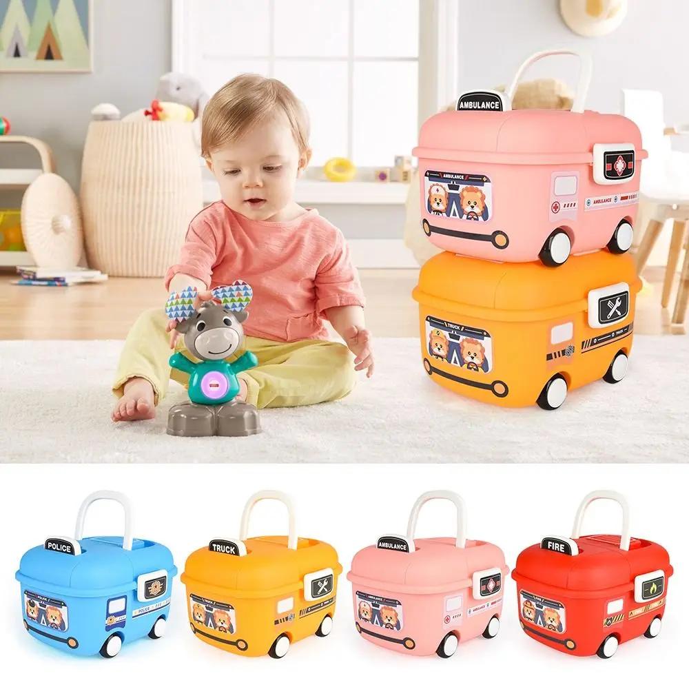 Multicolor Storage Boxes Multi-functional Multi-size Pulley Carrying Box Plastic Cartoon Car Organizier Box Home Organizier