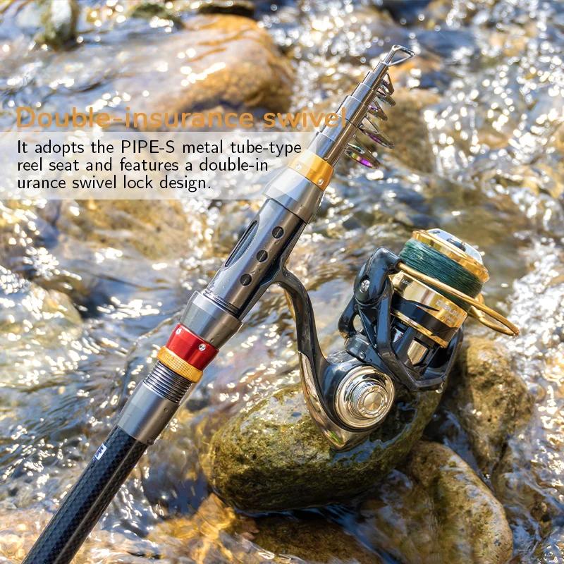 Portable Short Sea Fishing Rods Telescopic Rod Carbon Fiber 1.8-3.6M Ceramic Guide Ring Travel Fishing Tackle Spinning Rod Mini Sea Rod Unisex