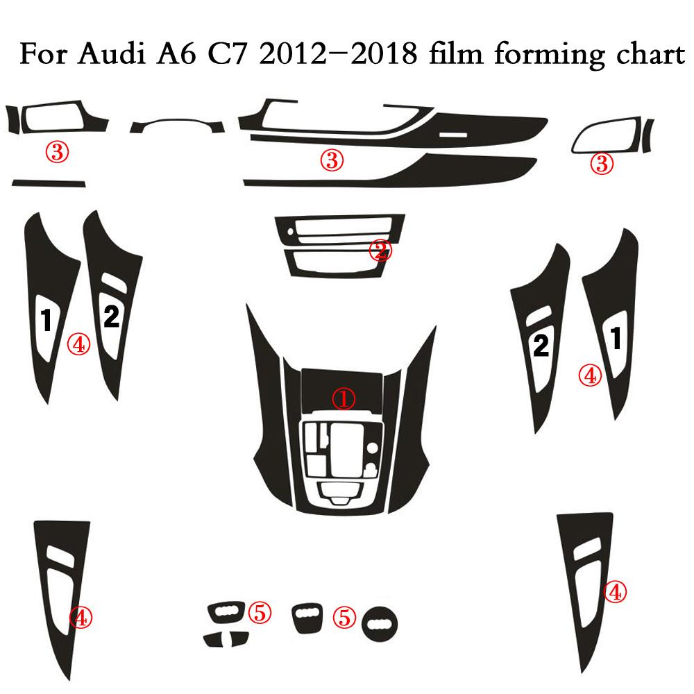 Voor Audi A6 C7 2012-2018 Interieur Centrale Bedieningspaneel Deurhendel 3D/5D Koolstofvezel Stickers Decals Auto styling Accessoire