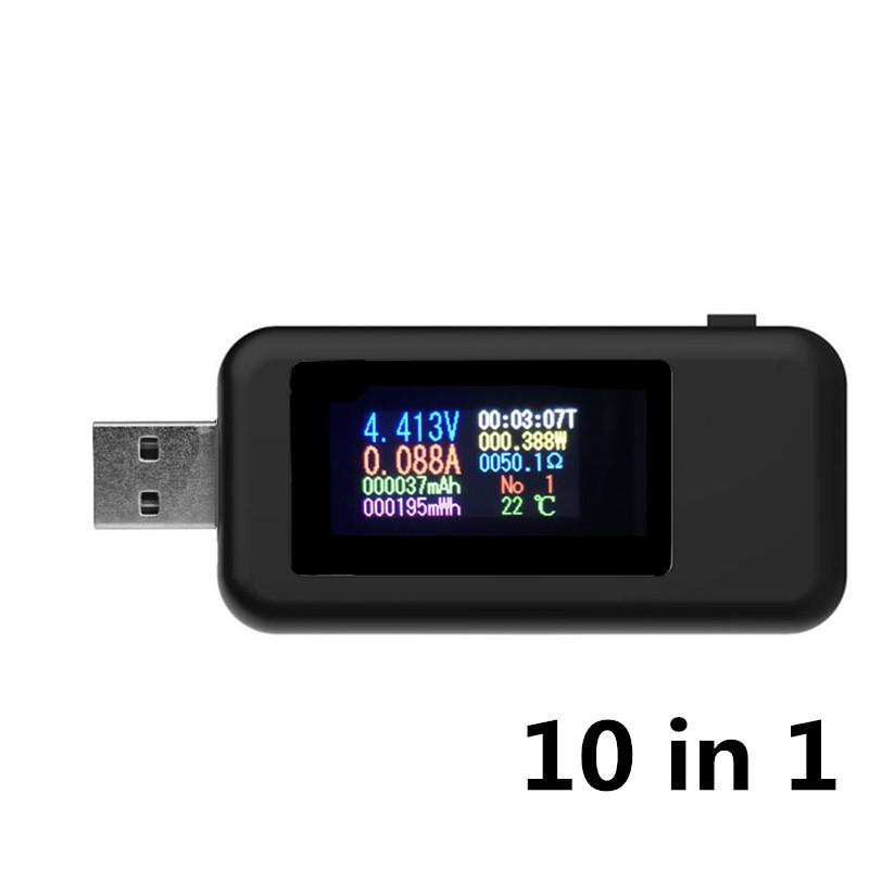 9/10 in 1 DC USB Tester Current 4-30V Voltage Meter Timing Ammeter Digital Monitor Cut-off Power Indicator Bank Charger