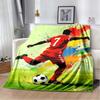 Number 7 Football Player Red Jersey Color Splash Print Flannel Blanket Soccer Athlete Green Grass Field Soft Throw Blanket Sofa Bedroom Decor Blanket