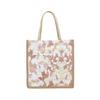 Floral Print Handbag Structured Linen Leather Tote Bag Large Capacity Tote Comfortable Urban Tote For Short Trips Work Daily