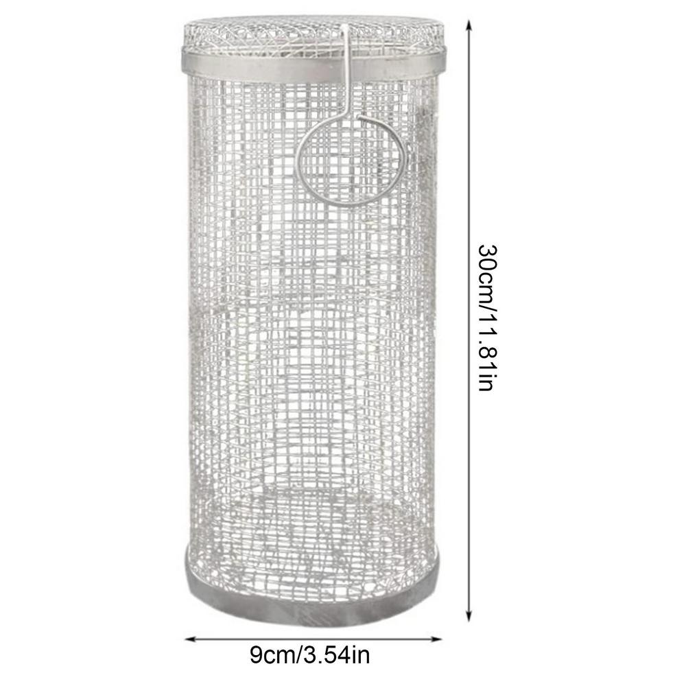 Grilling Basket Stainless Steel Rolling BBQ Basket Outdoor Round Vegetable Grill Rack Picnic Camping Barbecue Grid BBQ Tools