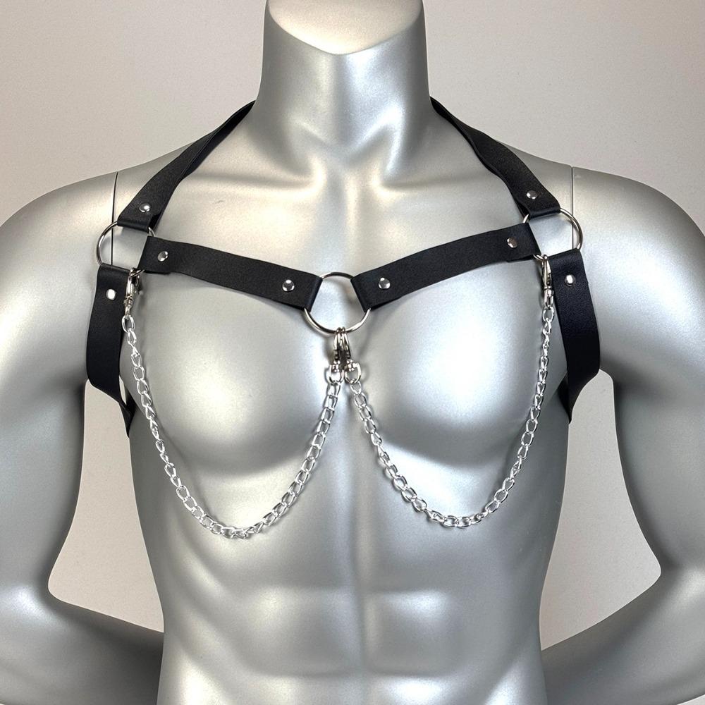 Pu Leather Men Harness Belts Fetish Gay Sex Bondage Waistband Punk Goth Chest Body Harness Straps Sexual Male Lingerie Accessory