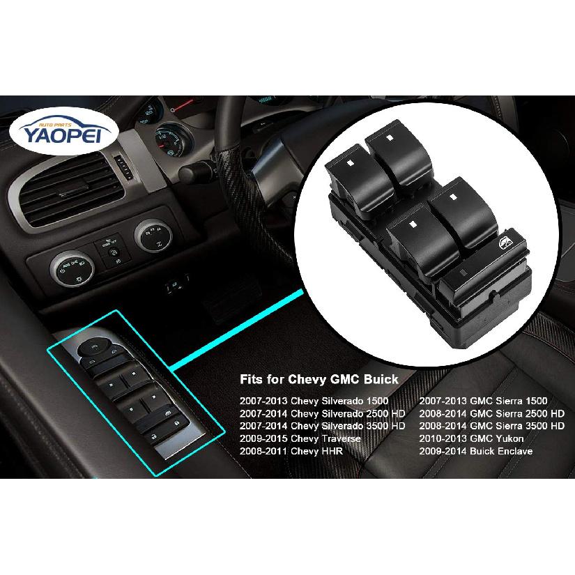 Driver Side Master Power Window Switch For 2007-2013 Chevrolet Chevy Silverado GMC Sierra Traverse HHR 1500 2500HD 3500HD Yukon Buick 25789692