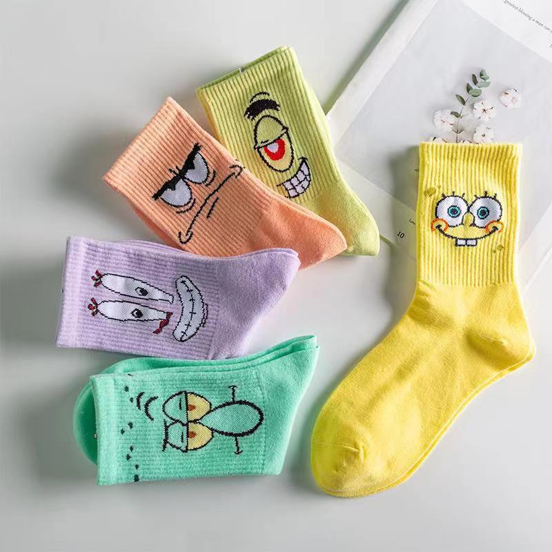 Korean Style Cute Cartoon Mid-Calf Socks for Girls – Trendy Student Sports Stockings for All Seasons