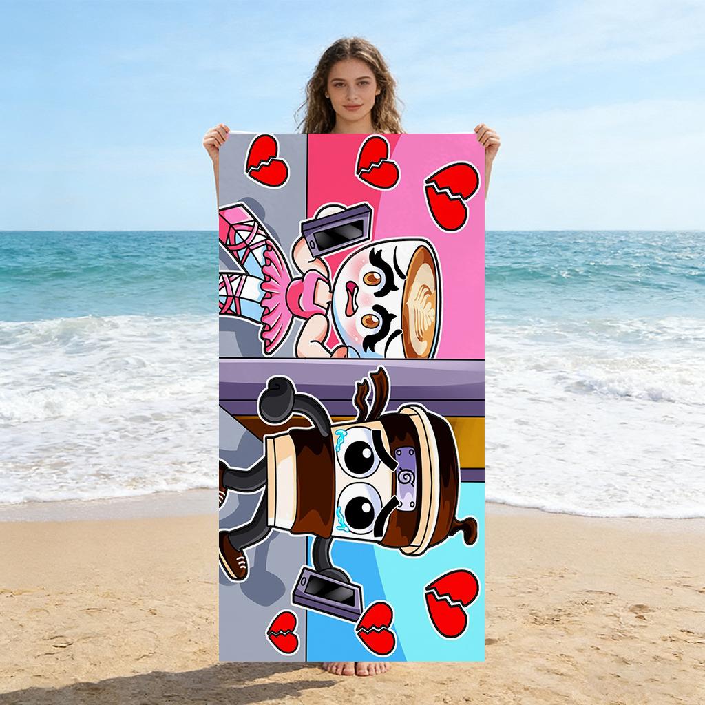 1pc S-Sprunki Cartoon Beach Towel Quick-drying Super Absorbent Suitable for Beach Vacation Pool Summer Funny Gift for Friends