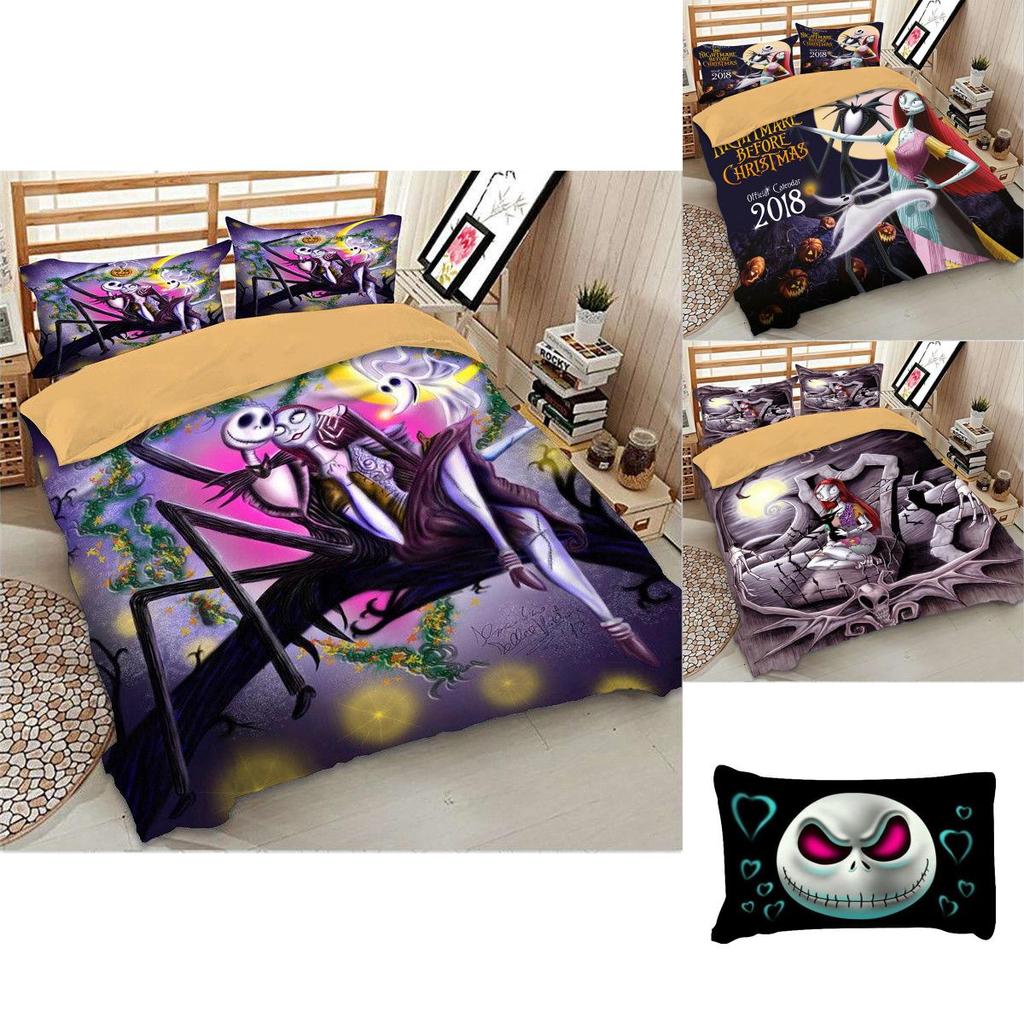 Luxurious Nightmare Before Christmas Duvet Cover With Pillow Cases Bedding Set