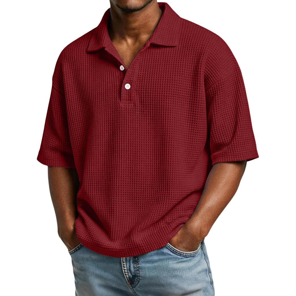 Men's Casual -Weave Collared Workwear Pocket Lightweight Breathable Short-Sleeve Shirt