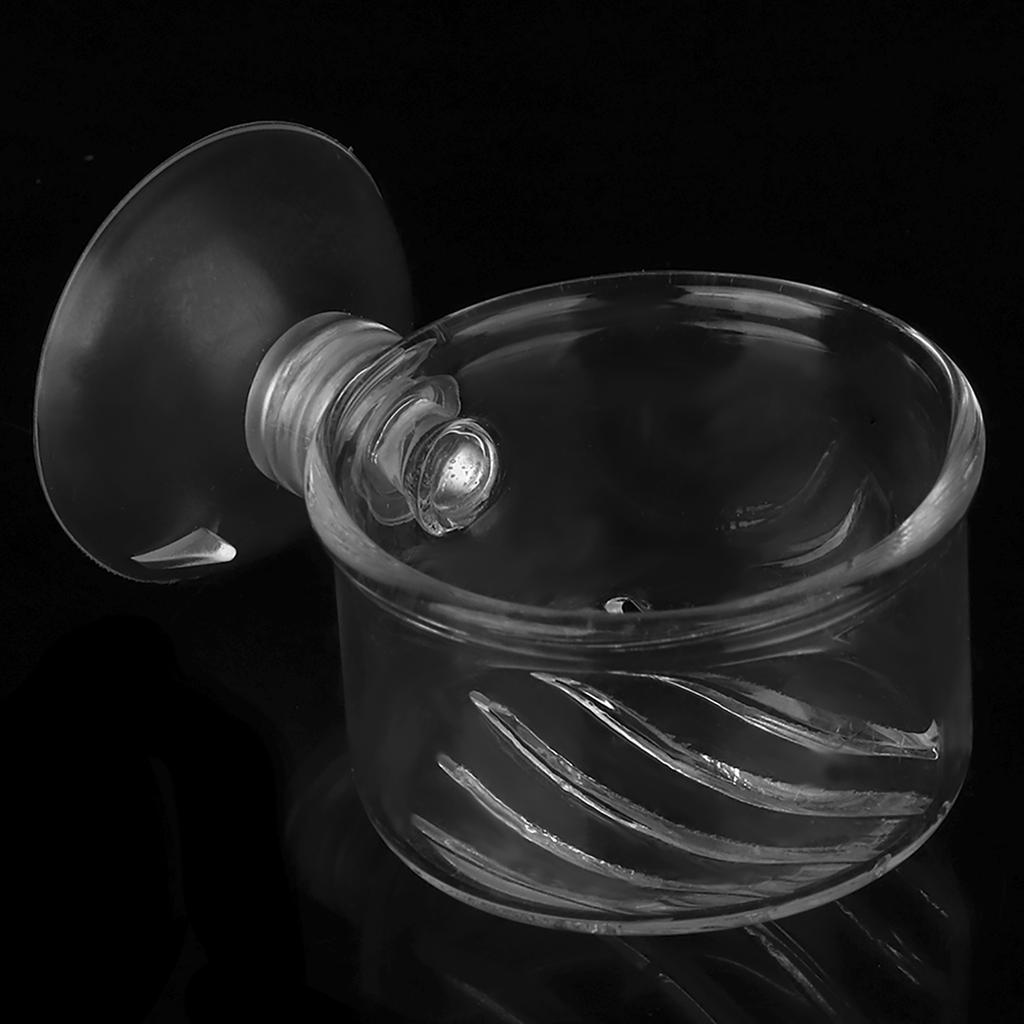 Transparent Aquarium Red Worm Feeder Suction Cup Fish Feeding Cup Container AccessoryGlass Crack Cup