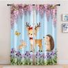 2Pcs Cute Animal Sheer Curtains Lion Elephant Giraffe Zebra Light Filtering Window Drapes for Spring Summer Room Decor