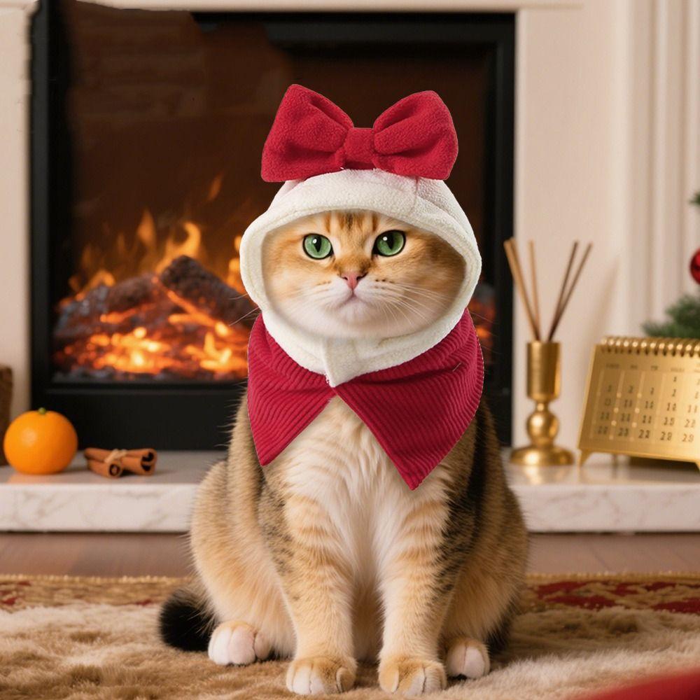 Warm Pet Headgear Plush Pet Cosplay Clothes Fashion Cat Costume  New Year