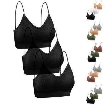 6 Pieces V Neck Bra Seamless Padded Camisole Bandeau Sports Bra Sleep Bra