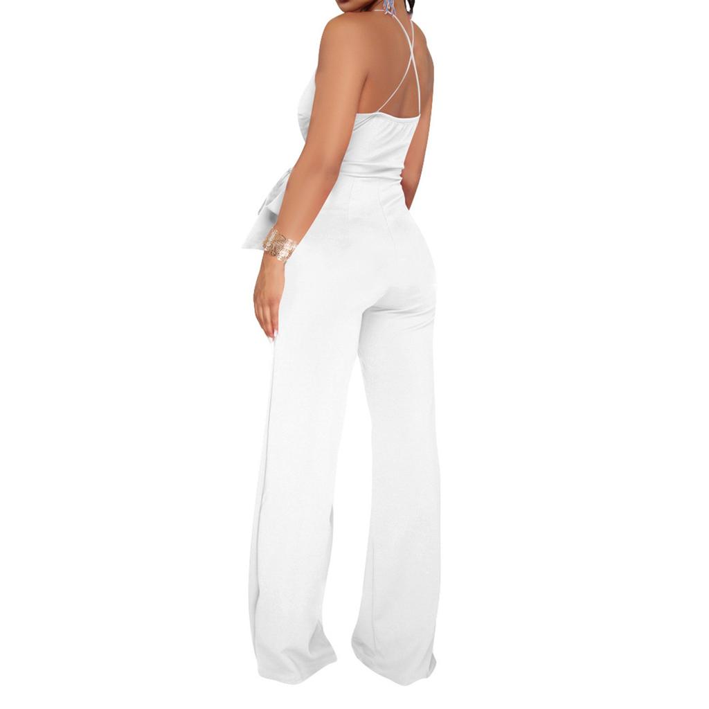 Women's Summer Jumpsuit Elegant Sexy Sleeveless Bodysuit Casual Wide Leg Pants