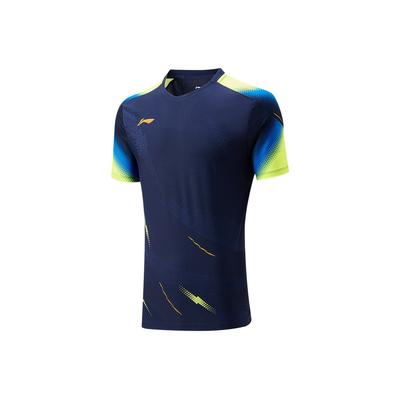 Comfortable Simple Versatile V-Neck Pullover Short Sleeve Badminton Shirt Unisex Tops Sailor-Blue AAYV163-4