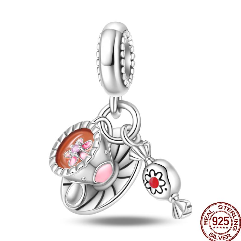 Copper Dessert Afternoon Tea Series Pink Zircon Sweets Playground Series Suitable Fit Pan Original Bracelet Diy