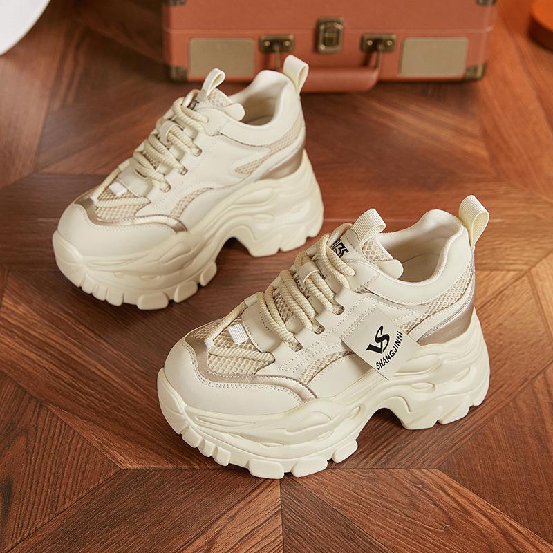 Daddy Shoes Women's 2025 Spring New Women's Shoes Versatile Shoes Women's Popular Thick-soled Inner Height Increase Casual Sports Shoes