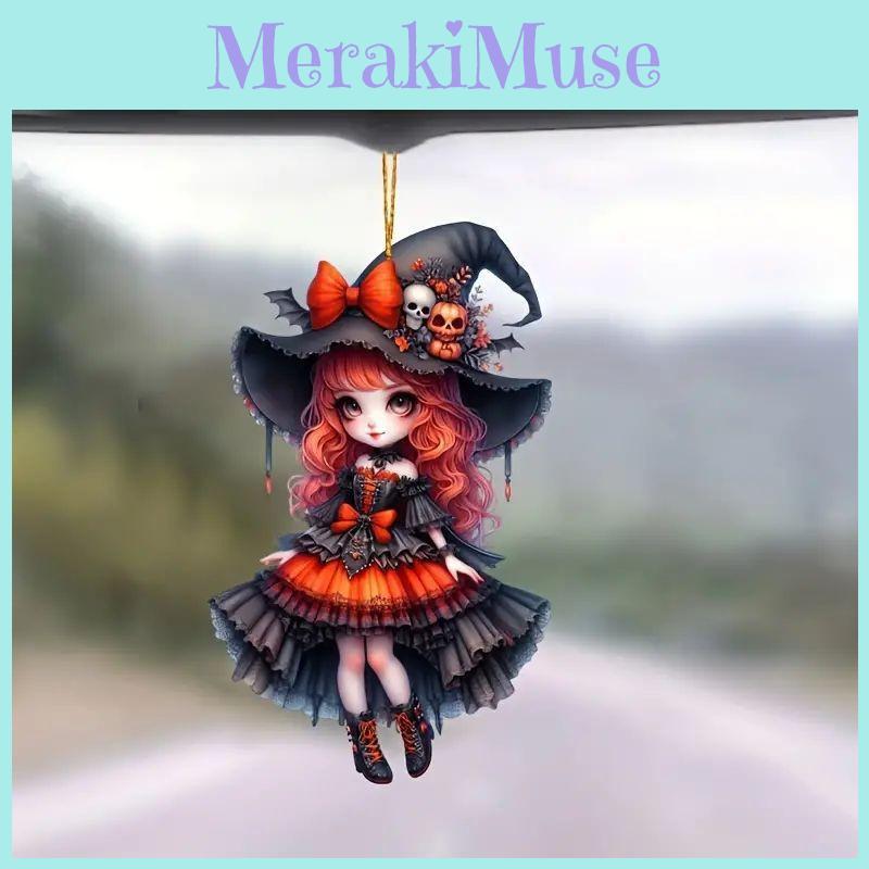 Car Decor Acrylic Girl Pendant Halloween Style Car Interior Ornament For Vehicle Decoration