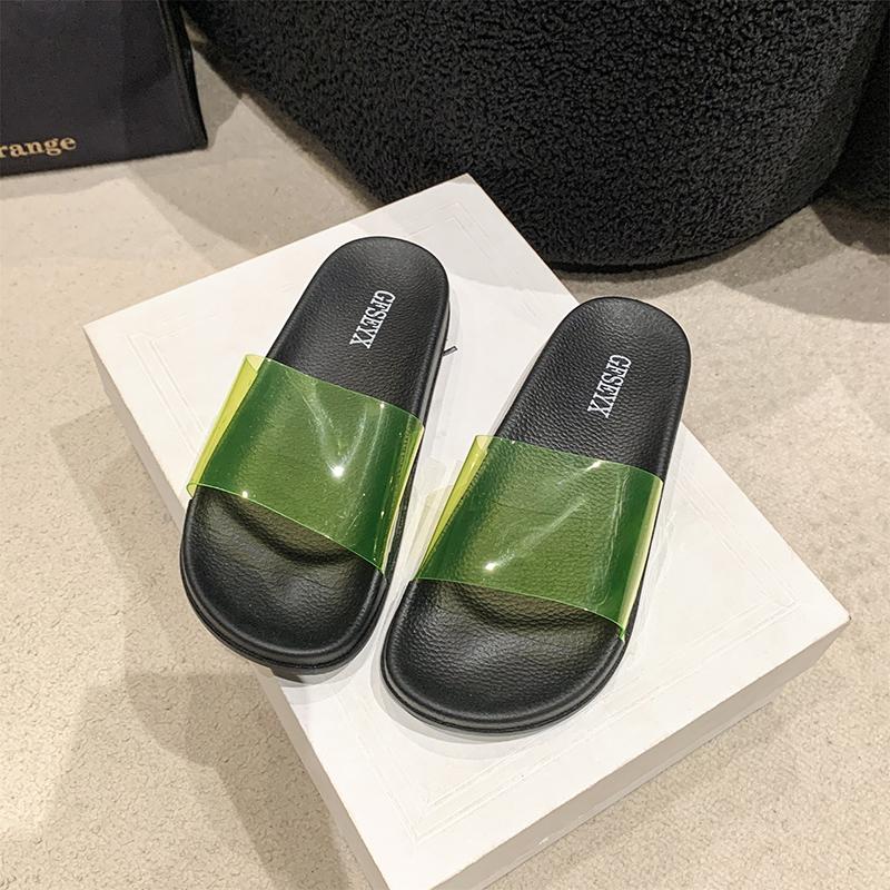 35-44 yards big size women's shoes summer new one word slippers female external wear comfortable thick bottom simple sandal drag