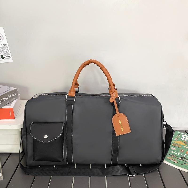 Travel bag Large capacity fitness bag Men s business leisure sports shoulder bag Trend business travel accommodation storage large bag серый