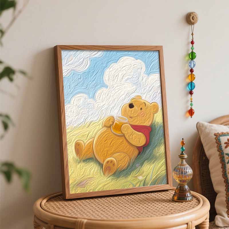 Disney Winnie the Pooh Eating Honey Digital Oil Painting Art Kit Hand Painted Home Decor