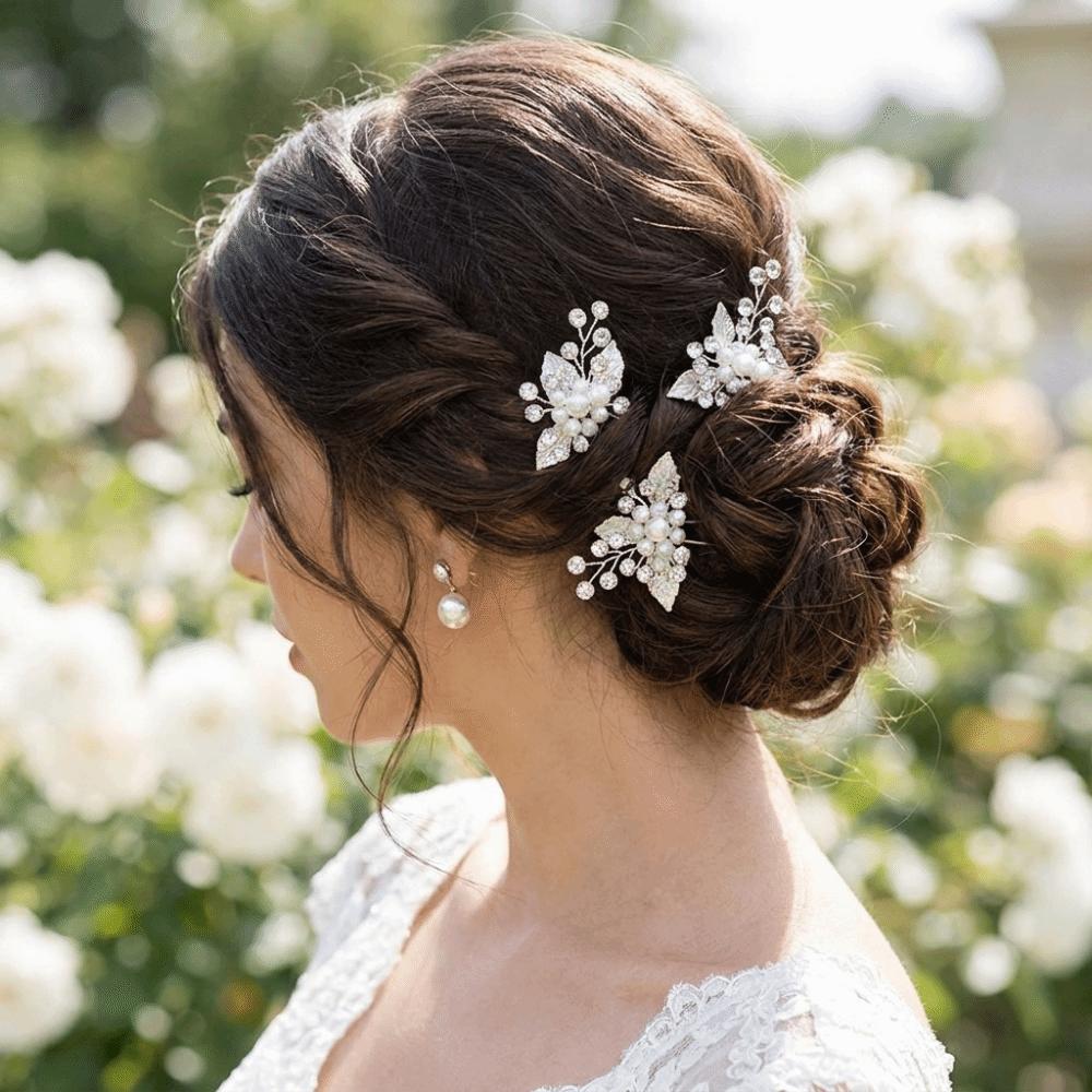2/4/5Pcs Rhinestone Bridal Hair Accessories Sparkling Pearl Hair Pins Forks Wedding Hair Pins Women
