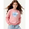 Live with My Heart Cats Ribbon Heart Unisex Crew Neck Fashion Sweatshirt, Autumn and Winter Western Style Top, Children's Long Sleeved T-shirt