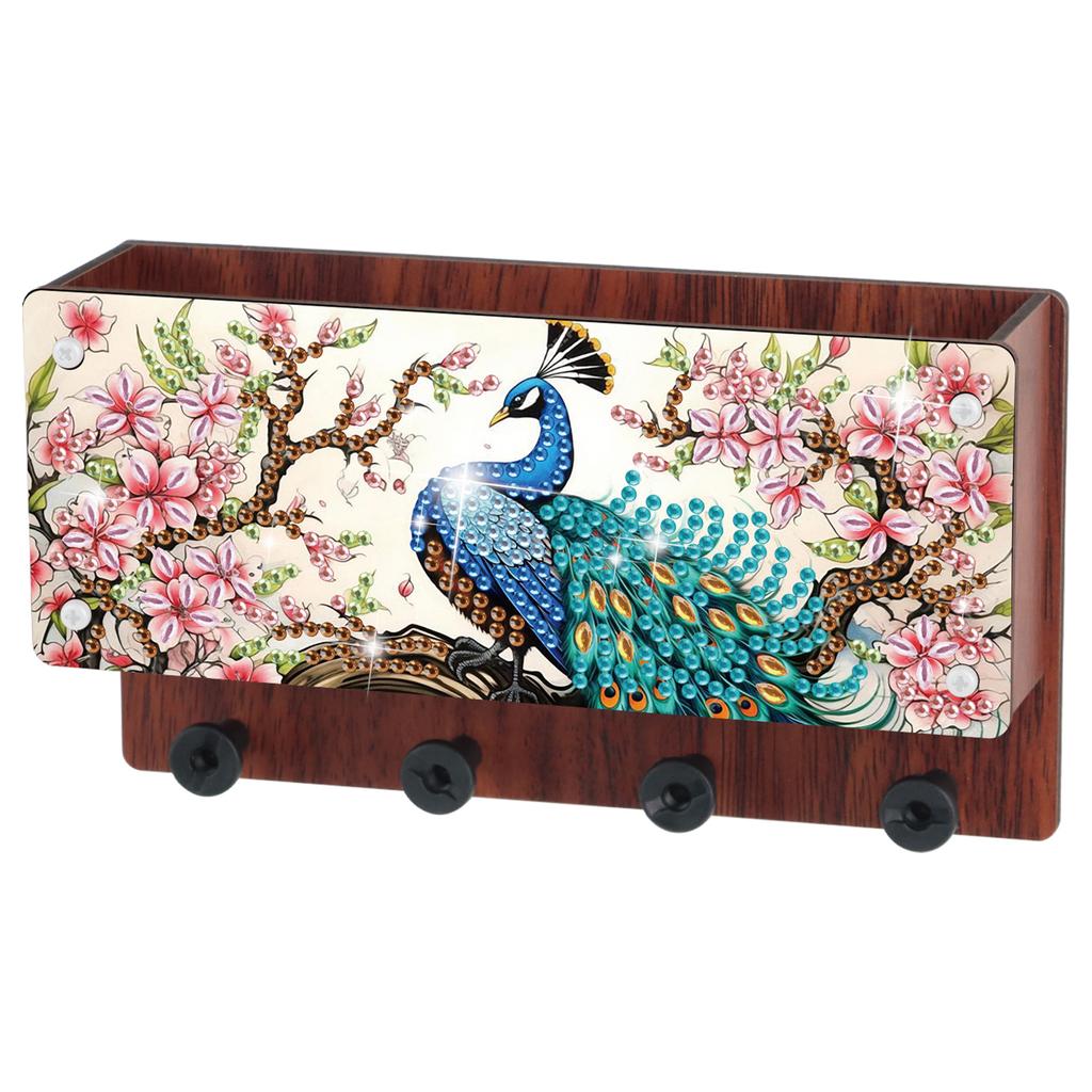 Wall Mounted DIY Diamond Art Handmade Wood Container Wooden Crystal Painting Storage Box for Living Room Home Office Decoration