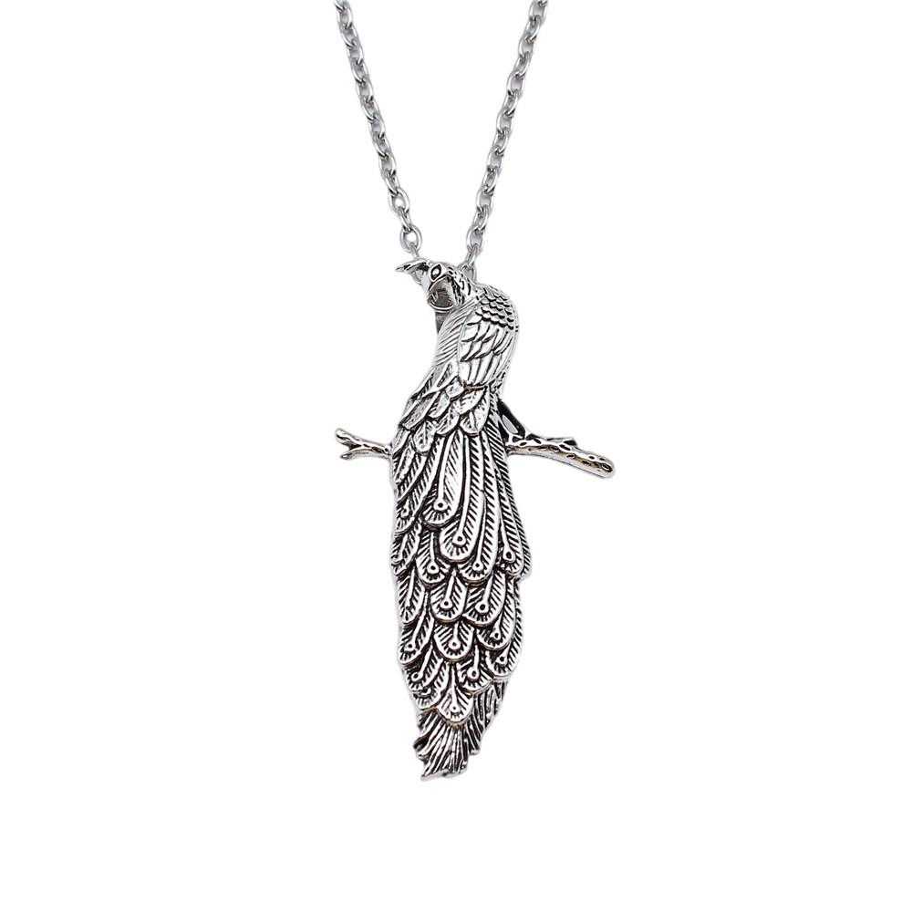 Peacock Pendant Bird Necklace Owl Ethnic Boho Jewelry for Female 45cm or 70cm Long Chain