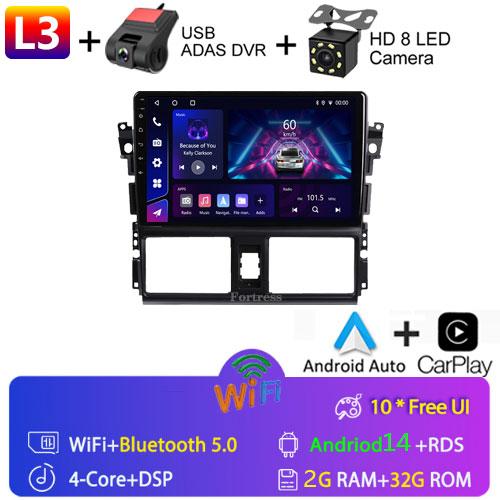 For TOYOTA VIOS GEN 3 Yaris 2013 - 2016 Car Radio Android Automotive Multimedia Player Navigation GPS Carplay Screen Auto Stereo