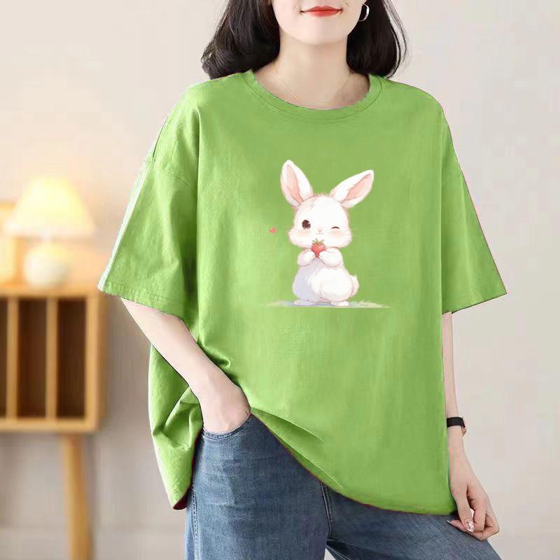 

T Shirt Tops Women 2025 New Burst Summer White Cotton Loose Short-sleeved 3XL