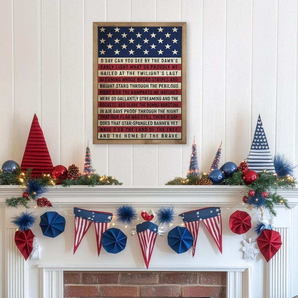 Independence Day Home Wall Hanging Flag Wall Hanging  Patriotic Decoration Wooden Crafts