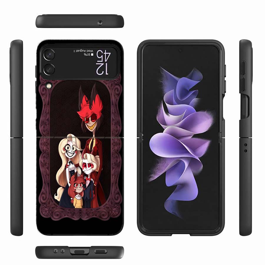 Hazbin Hotels Phone Case For Samsung Z Flip 6 7 5G Z Flip 5 Galaxy Z Flip 3 4 5G ZFlip Shockproof Hard Cover TPU PC Coque Capa S