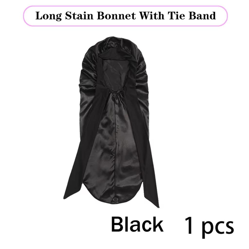 Soft Silky Long Satin Bonnet For Natural Hair And Curly Hair Extra Large Size Hair Cap With Tie For Comfortable Night Sleep 1Pcs