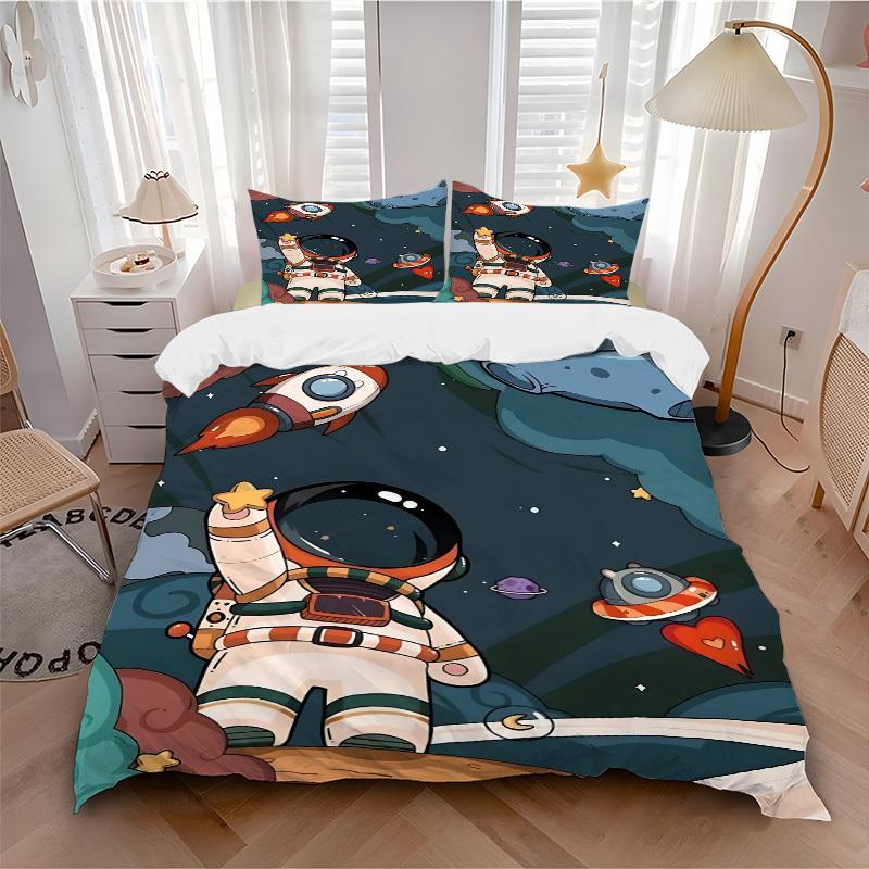 

3pcs Astronaut Space print bedding quilt cover, soft and comfortable quilt cover suitable for bedroom and guest room183 135x200cm