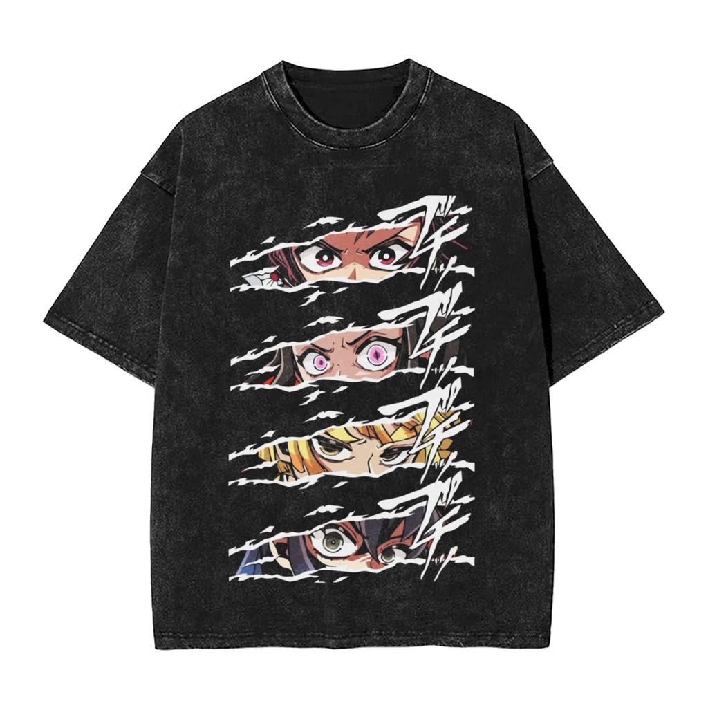 Demon Slayer Tokito Muichiro Mist Breathing Printed Tshirt Mens and Womens Washed Tshirt High Quality Vintage Cotton Tshirt