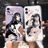 Japanese Girls Phone Case Transparent  for Iphone Xr Xs 13 11 Pro Max 12 Mini 7 14 8 15 Cartoon Cute Maid Girl Soft Tpu Cover