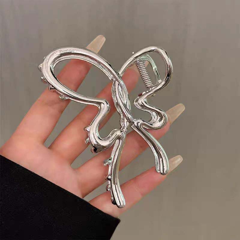 

Модная заколка для волос в виде полой бабочки серебристого цвета для женщин, простая металлическая заколка-краб для хвостика, головной убор, аксессуары для волос