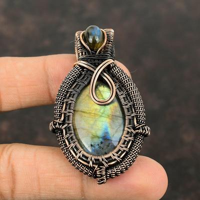 Labradorite Pendant Copper Wire Wrapped Pendant Real Gemstone Handmade Pendant Labradorite Jewelry Copper Designer Jewelry Anniversary Gift