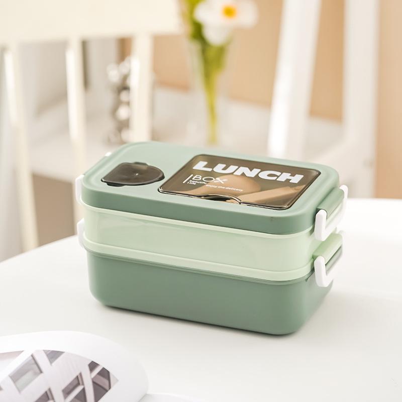 Microwavable Japanese-Style Wheat Straw Lunch Box Set with Compartments for Students and Office Workers
