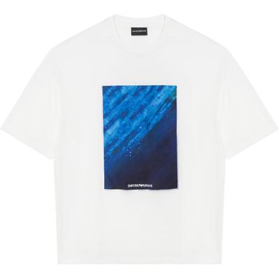 Giorgio Armani FW22 Pattern Printed Crew Neck Short Sleeve T-Shirt Men Tops White 6L1T75-1JUVZ-0151