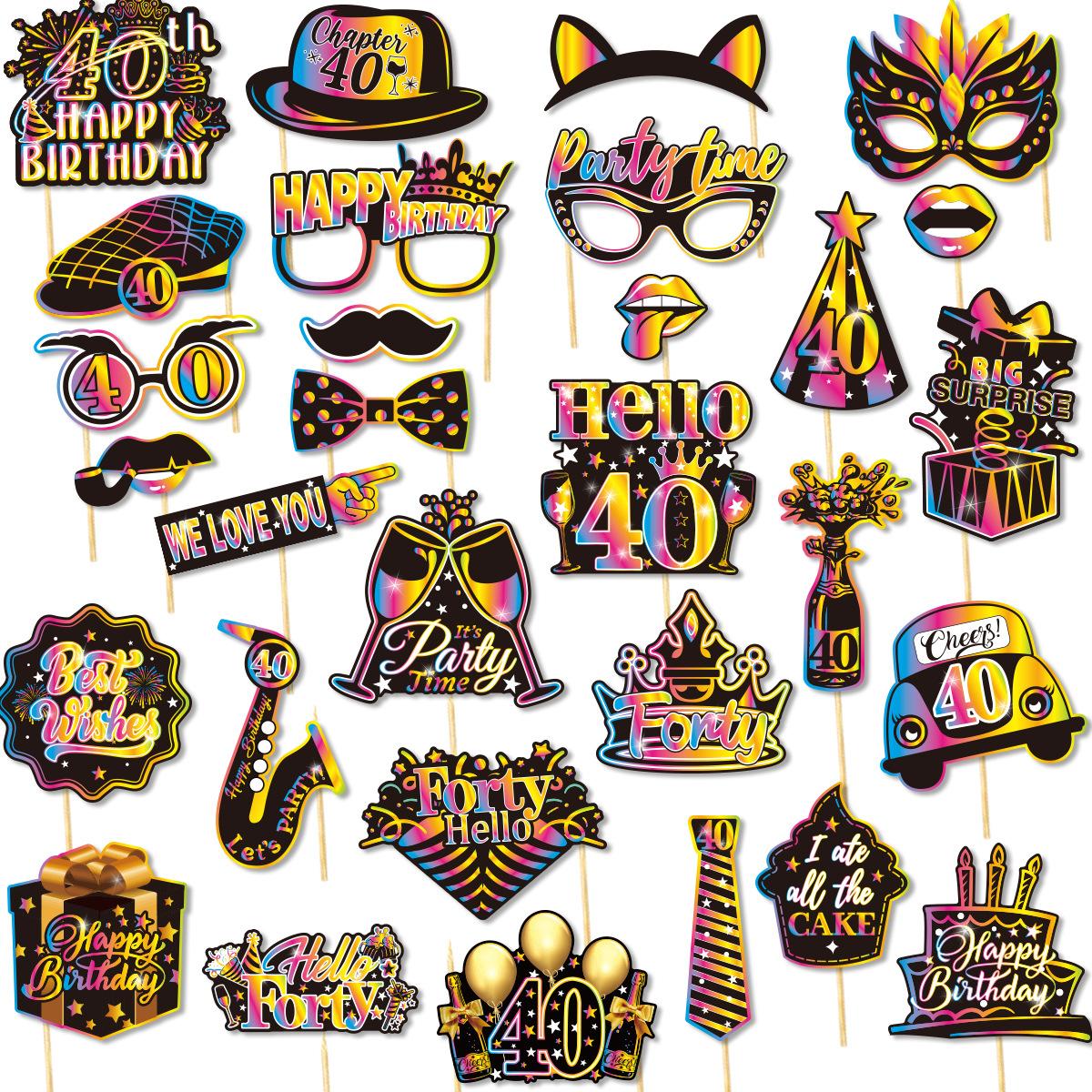 1Set Black 18th 30th 40th 50th 60th 70th 80th Years Old Desktop Honeycomb Ornaments Photo Props for Happy Birthday Party Decor