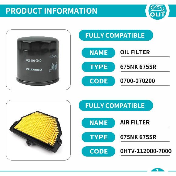 For CFMOTO 675NK 675SR Oil Filter Air Filter CF675 NK SR Engine Element Filter Motorcycle Accessories Original Parts