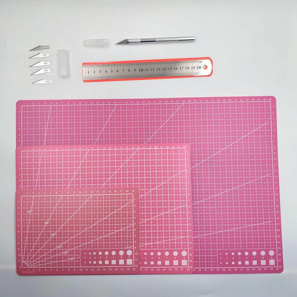 A3/A4/A5 Cutting Board & Stationery Set: Engraving Pen, Ruler, Carving Knife, Mat Board - Multi-piece Handmade Craft Kit