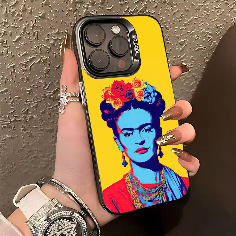 Θήκη Κινητού F-Frida-s K-Kahlo-g Art Για iPhone 17,16,15,14,13,12,11 Plus,Pro Max,XS,Χρωματιστή ασημί θήκη κινητού