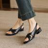 Krazing Pot Microfiber Low Heels Concise Style Buckle Straps European Design Summer Size 43 Size 42  Women Sandals